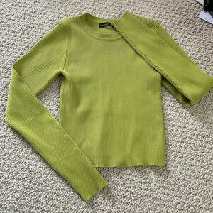Bright Green Ribbed Long Sleeve Top